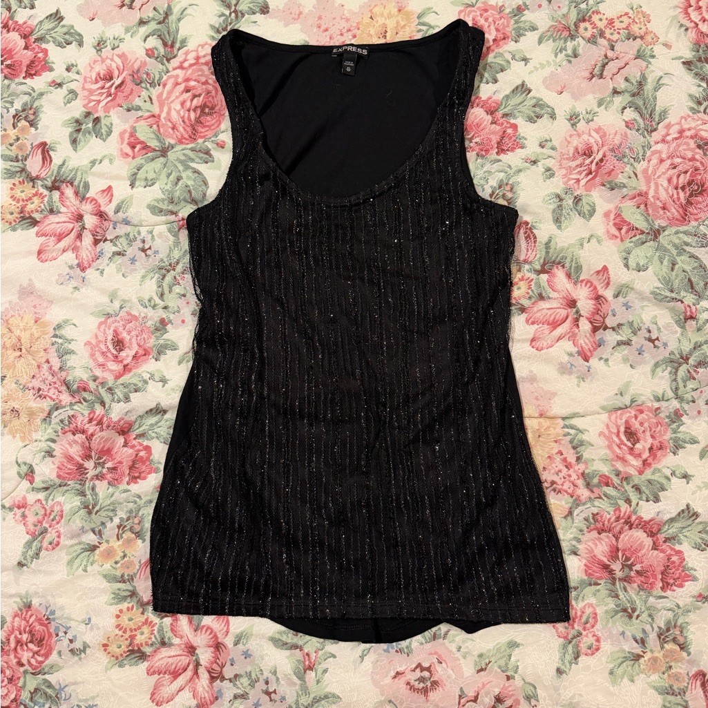 Express Black Sequin Sparkly Tank Top